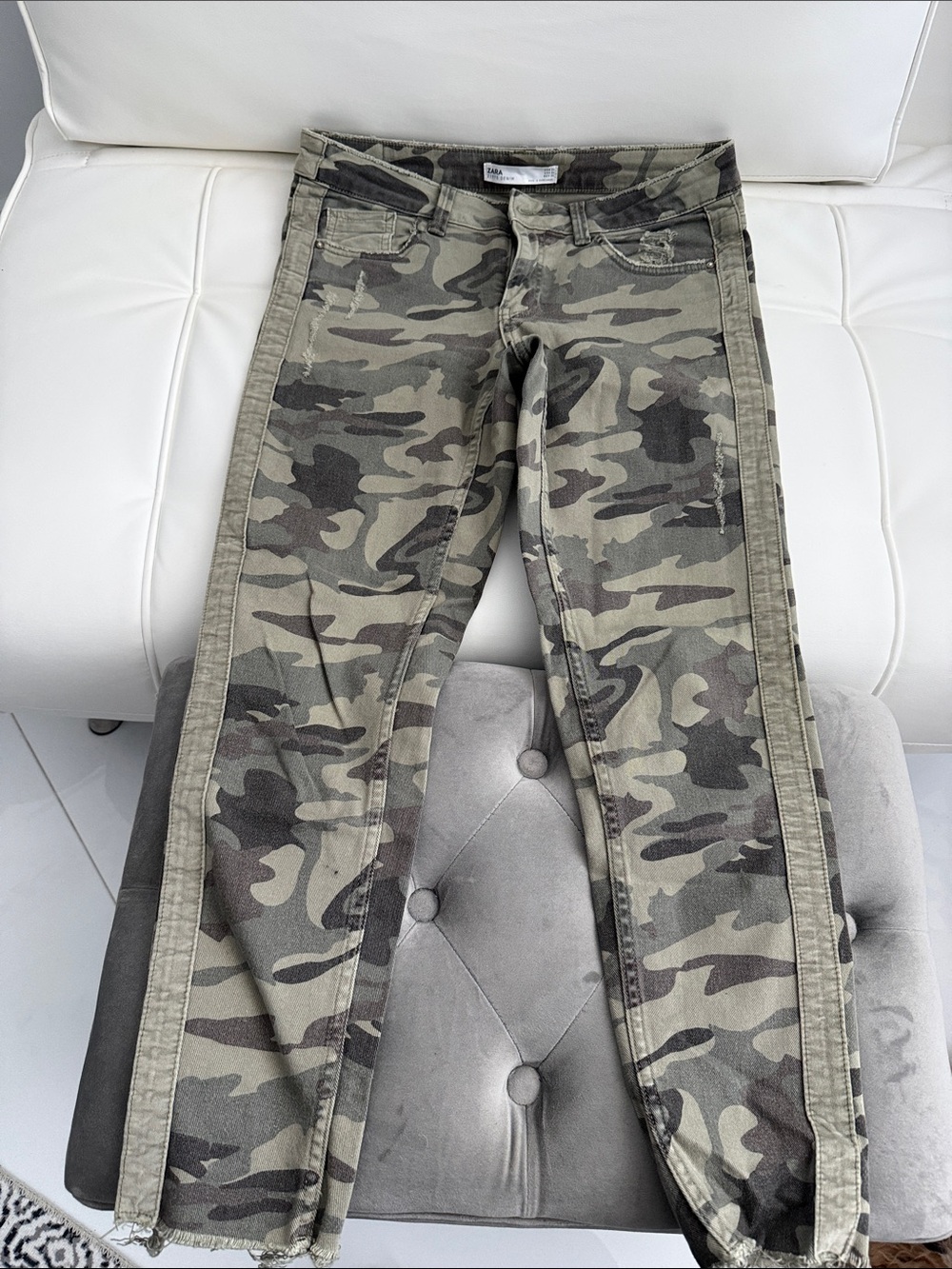 Zara Women’s Camo Skinny Jeans - Olive & Khaki